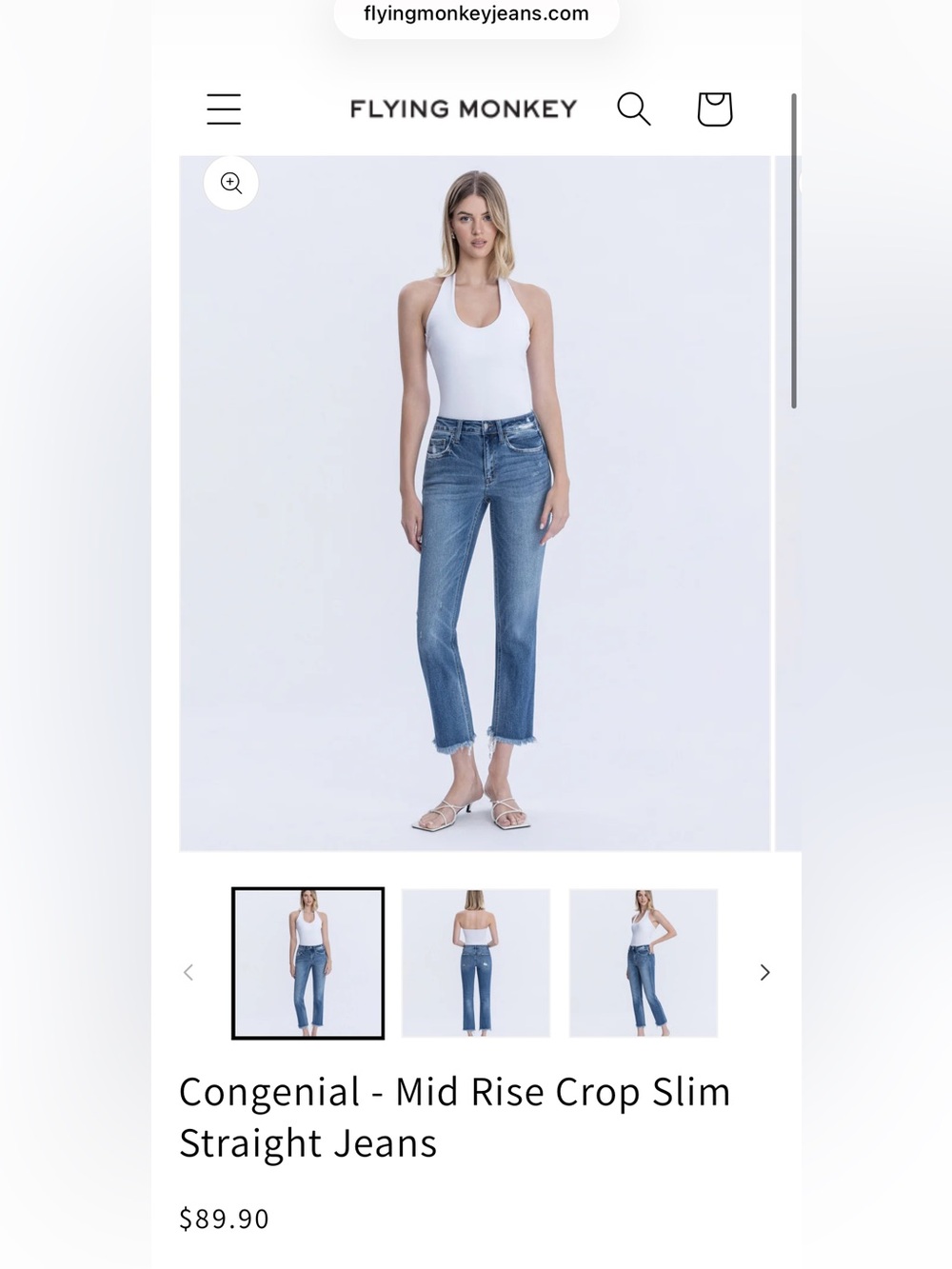 Flying Monkey Congenial - Mid Rise Crop Slim Straight Jeans Sz 31